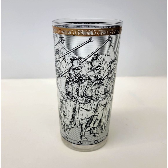 Vintage Cera High Ball Knights Camelot Glasses Tumblers MCM 22K Gold Trim Durer - Picture 4 of 14